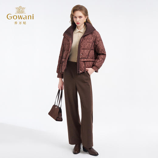 【两色可选】乔万尼新款保暖复古印花休闲感白鸭绒短款羽绒服EZ4T209 商品图3