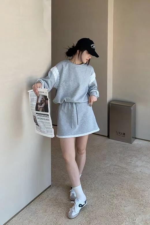 HAYES 撞色蕾丝拼接运动休闲抽绳短裙套装 22110 商品图5