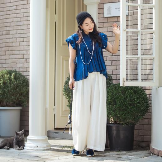 【林栖设计小店】简叙素影|天丝亚麻白色压褶垂感2026春新款宽松阔腿裤子1961081 商品图2