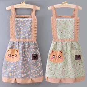 【优质竹节棉面料❗️可擦手毛巾兜】帆布围裙女家用厨房时尚可爱做饭围腰大人上班洋气耐磨工作服卡通。jc