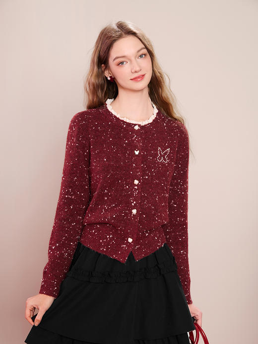 【百图lulu定制】【雪花毛衣】 新年氛围感毛衣  蕾丝边圆领针织衫 商品图3