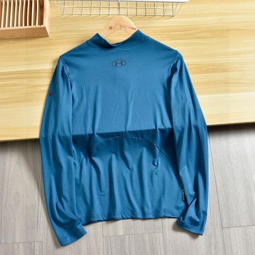 长袖T恤衫 磨毛保暖上衣 春季秋冬季男子半高领长袖训练健身运动紧身衣， 商品图3