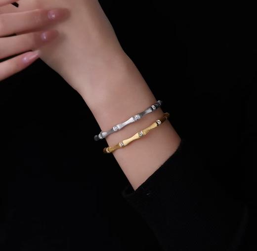 新年好运好彩头 竹节节节高手镯 贵妃镯镯型  银镀金首饰   节节高升/好运乘风（非质量问题 不退不换） 商品图1