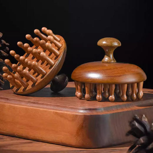 头部舒缓实木檀木经络按摩梳 商品图2