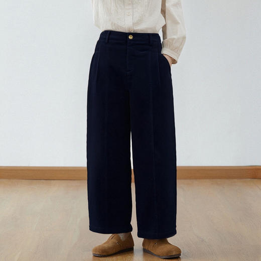 丁摩 灯芯绒休闲裤高腰显瘦直筒阔腿裤秋冬新款长裤5ZF-59106 商品图2
