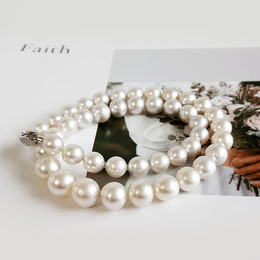 【天然正品】天然精品近圆约8.4-11.1MM澳白冷白绸缎光泽海水珍珠珠串项链8.4-11.1MM（皆取最大值）链长：44CM 190126NJS12 商品图5