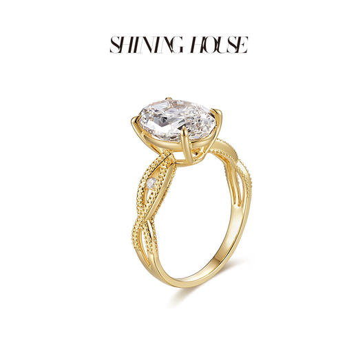 ShiningHouse[培育] 18k金钻石戒指 椭圆形3克拉钻人工真钻人造钻石K金戒指时尚钻石戒指悦己送礼臻选【此商品不支持7天无理由退货退款】预计3日发货 商品图2