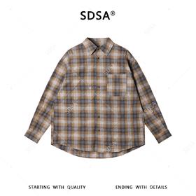 SDSA男士春夏新款痞帅男装港风工艺款菱形格衬衫款外套百搭时尚