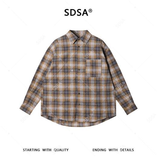 SDSA男士春夏新款痞帅男装港风工艺款菱形格衬衫款外套百搭时尚 商品图0