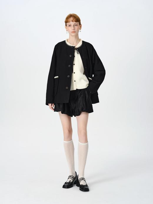 Renlisu 26SS 珍珠黑丝麻花苞短裤 商品图4