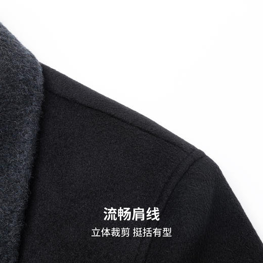 【含绵羊毛&鹅绒】圣得西26年春季男士羽绒大衣时尚翻领毛呢大衣 商品图7