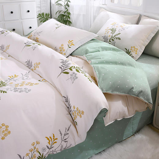 全棉印花四件套【悠梦嘉居YJ-15512全棉印花四件套 100%棉柔软透气，舒适耐用1.5/1.8床通用，倾心花絮 /草长莺飞/街角咖啡】 商品图0