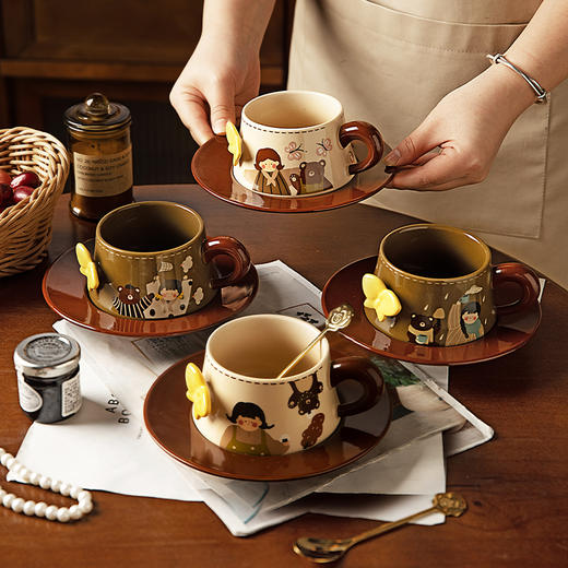 摩登主妇陶瓷咖啡杯碟套装高颜值结婚新婚礼物马年新年本命年杯子 商品图1