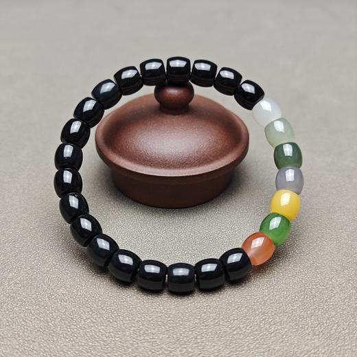 和田玉墨玉七彩福运多宝手串 126-17 商品图1