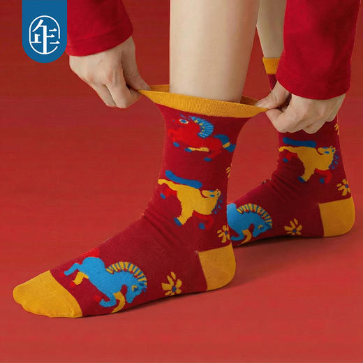 【利马如意袜子套装】年衣儿童礼盒装送礼本命年马年红袜子中筒袜 商品图3