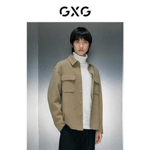 GXG男装 卡其色烧花翻领短大衣 舒适简约毛呢外套 冬季热卖GEX10626064 商品图3