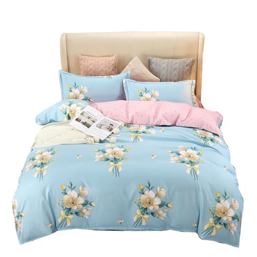 韵味江南四件套【悠梦嘉居韵味江南四件套床上用品印花套件双人200*230四件套1.5/1.8床通用时尚爆款磨毛活性印染，花香满园/思维空间/布拉格/美丽恋情】 商品图7