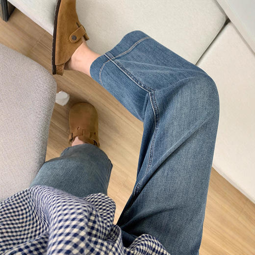 雀说神裤本裤！显瘦显直四面弹直筒牛仔裤女秋季新款小个子九分阔腿裤ALW1806 商品图1
