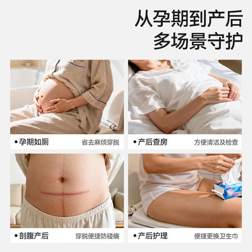 孕妇产检裤专用孕晚期高腰双开纯棉抗菌产后检查免脱内裤 商品图3