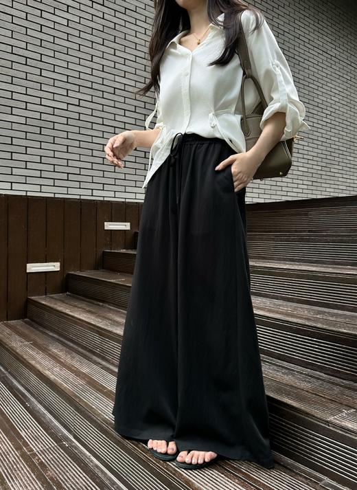 慵懒休闲甩甩裤松紧腰直筒长裤显瘦百搭宽松直筒阔腿裤 商品图0