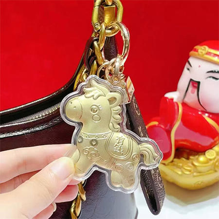 【平安喜乐金马款钥匙扣】寓意马上有钱  新年暴富！配包装盒、手提袋、证书 商品图1
