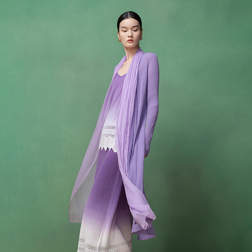 【林栖设计小店】轻逸自在|罗纹肌理拼桑蚕丝飞片2026春新款多色毛织外套1961212 商品图0