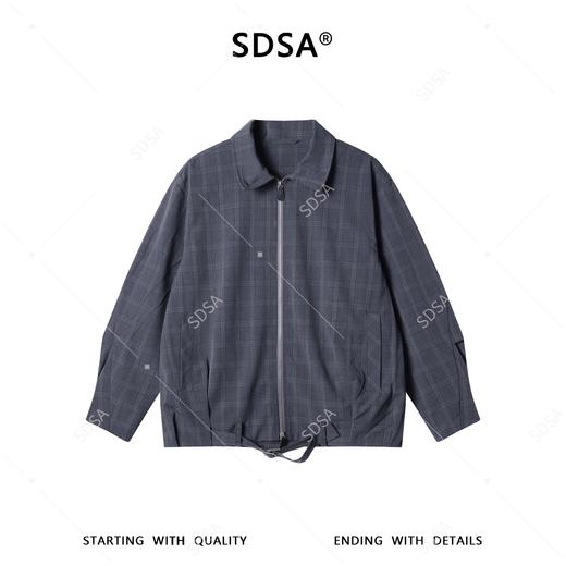266068SDSA男士春夏新款痞帅男装复古老钱风格纹拉链翻领夹克外套百搭 商品图1