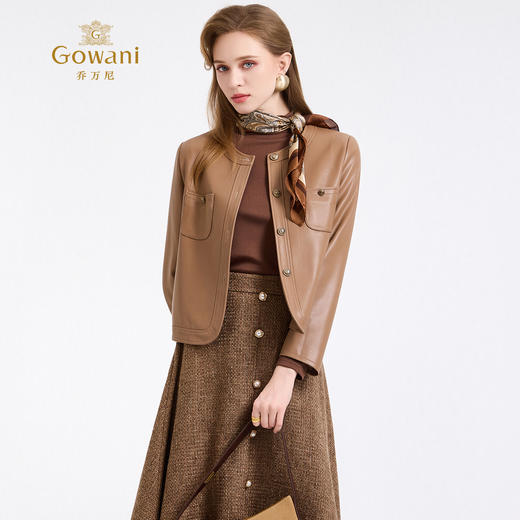 乔万尼新品复古格调小香风pu短款外套ED4B747 商品图1