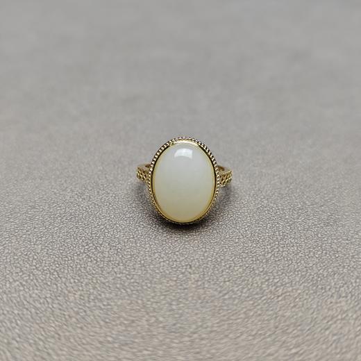 和田玉青海料蜜糖色925银镀金配饰戒指 126-25 商品图0