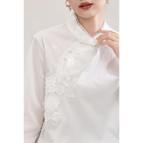 「高货wl」全新升级【铂金会员330/天猫449/差价119】(00706)洛诗琳2026春季新款气质天丝棉立体手工刺绣花改良旗袍式国风衬衫