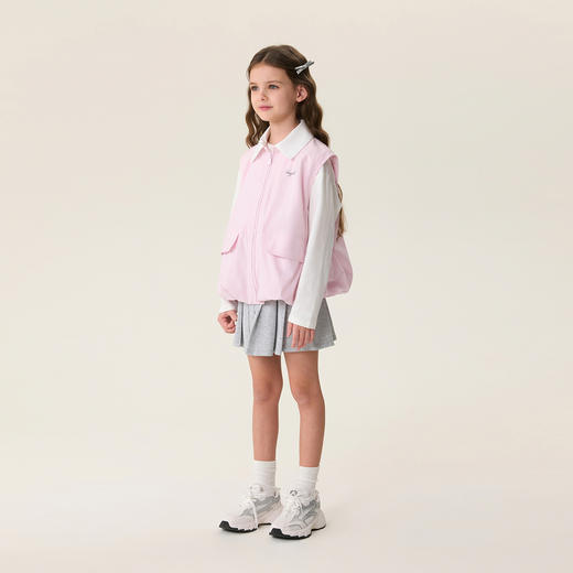 马克珍妮甜酷花苞女童翻领速干马甲2026年春装新款560108 商品图1