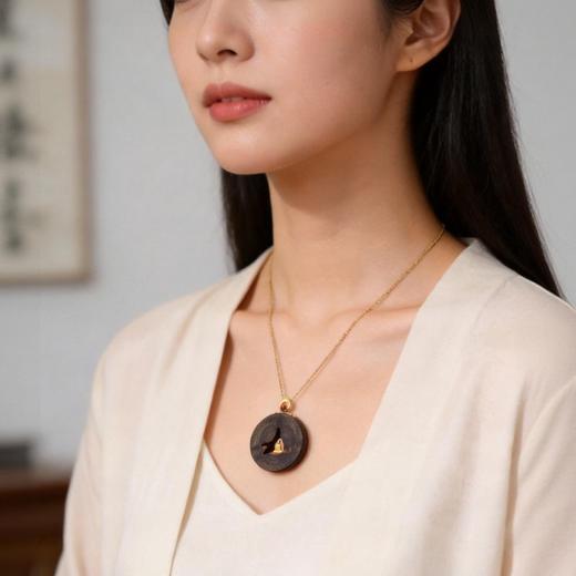 天然文莱沉香包金吊坠 沉水级 SP11543 商品图1