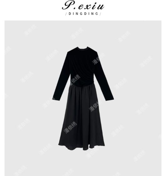 04-2潘依绣丁丁宠粉新款夏季长袖女神拼接长裙连衣裙Q5269 商品图0