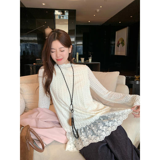 <曾小咸推荐>韩系蕾丝花边长袖t 商品图0