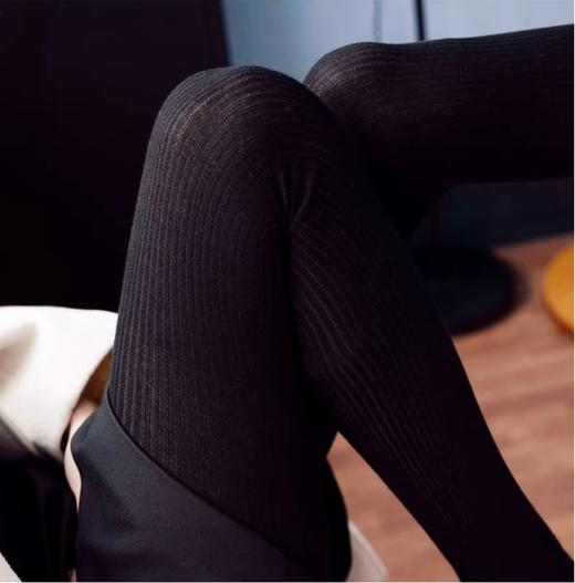 BL2037厚木400D相当吸湿发热针织竖纹打底裤秋冬保暖加裆十分裤 商品图2