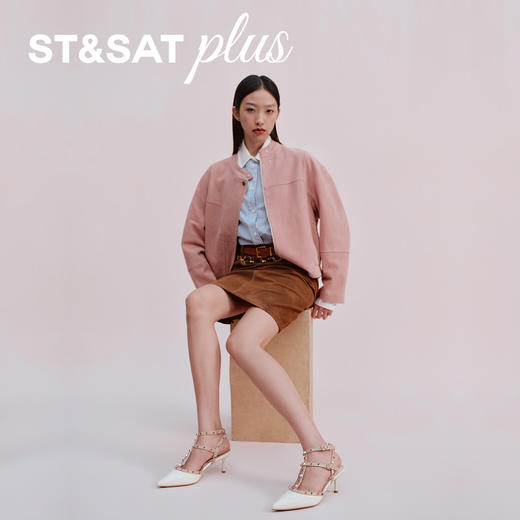 【铆钉系列】星期六26春新款裸色漆皮细带尖头高跟中后空SSE1114011 商品图5