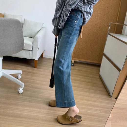 雀说神裤本裤！显瘦显直四面弹直筒牛仔裤女秋季新款小个子九分阔腿裤ALW1806 商品图0