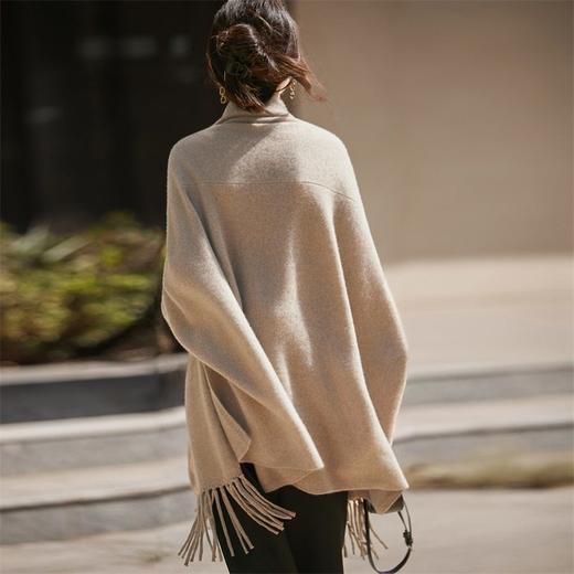 「自」全新升级【铂金会员247/天猫329/差价82】(22945)洛诗琳气质超细纯羊毛流苏时尚保暖外搭针织大披肩 商品图1
