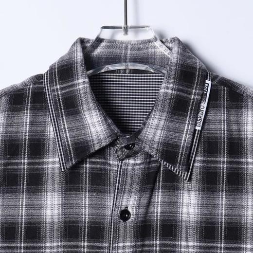 SDSA男士春夏新款痞帅男装潮牌韩版撞色格子拼接长袖衬衫百搭时尚 商品图1