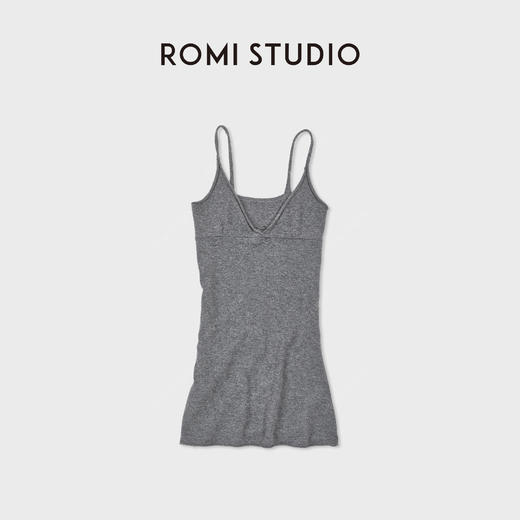 ROMI STUDIO"舒适优雅"100%羊毛自然卷边吊带连衣裙 RWDSLT1612 商品图0