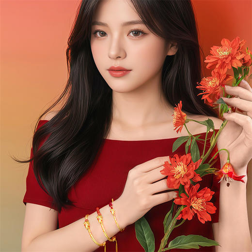 【新品首发】盛世风华 足金生肖马手镯南红款 年轻女士MEMORA诗普琳HB351701 商品图2