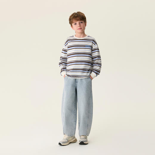 马克珍妮挺括有型男女童纯棉牛仔弯刀裤2026年春装新款560129 商品图1