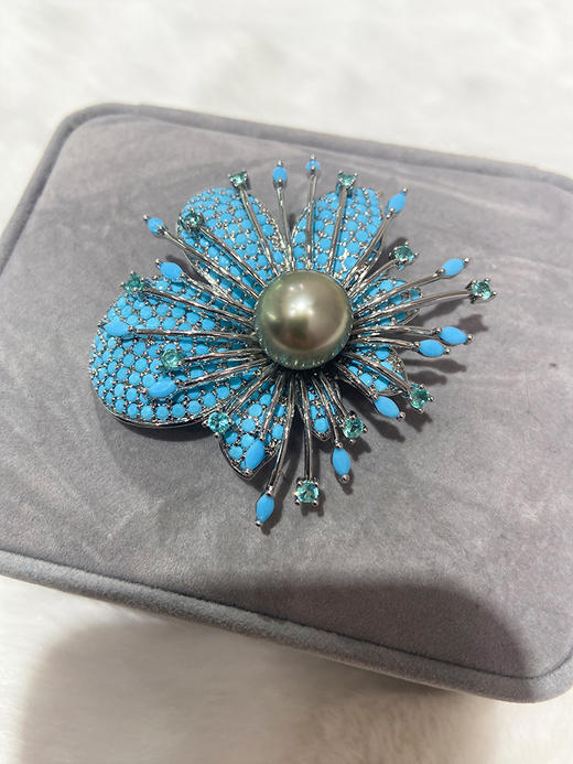 【挚友限定】悦甄  大溪地铂金灰珍珠胸针 商品图1