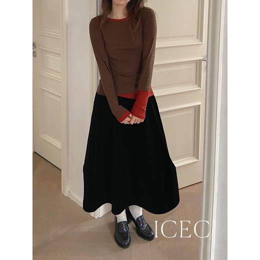 一店k （进口不倒绒平绒！厚实有份量！）一黑天鹅🦢把温柔和贵气焊在一起！久坐不发白不倒绒，质感满分💯！立体剪裁完美隐藏胯宽 大腿肉肉！小个子穿也显高挑！26春倪妮同款复古丝绒伞裙A字半身裙 商品图1