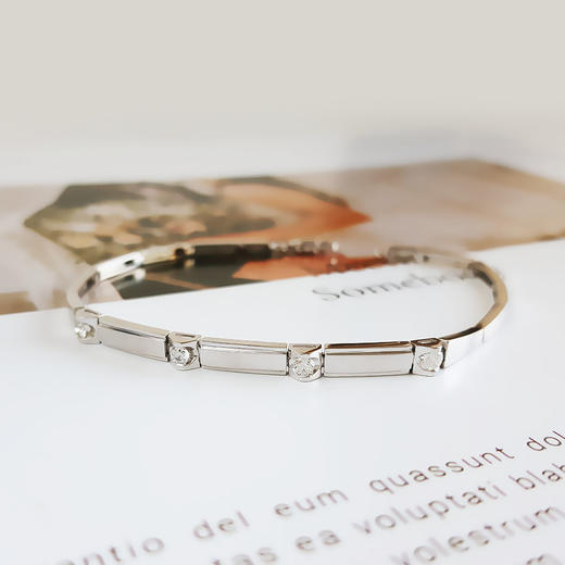 AU750白金经典简约群镶款0.220克拉钻石手链16CM（皆取最大值）030126TJ05 商品图4