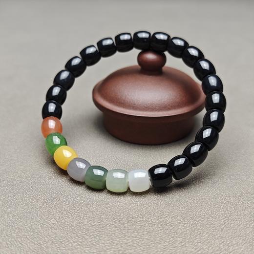 和田玉墨玉七彩福运多宝手串 126-17 商品图5