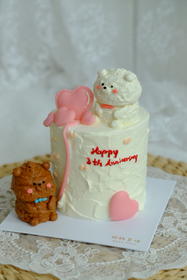 2026年情人节小熊情侣立体手绘蛋糕