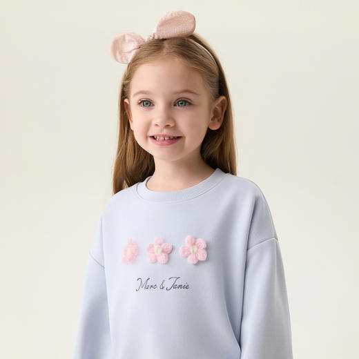 马克珍妮立体花朵女童花边卫衣2026年春装新款560106 商品图2