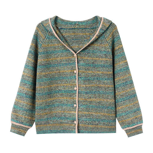 丁摩 休闲连帽针织开衫女外搭宽松上衣6638 商品图4