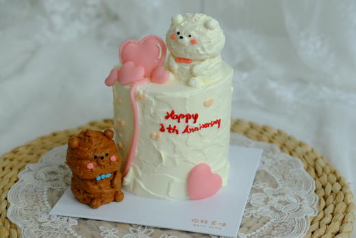 2026年情人节小熊情侣立体手绘蛋糕 商品图1